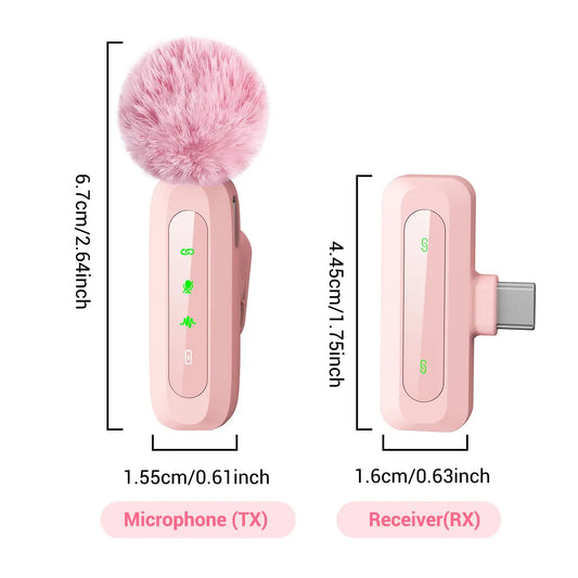 Professional Wireless Lavalier Microphone for Iphone Android Phone, Cordless Lapel Mic for Video Recording Podcast Vlog, Portable Rechargeable Mic