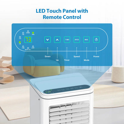 Garvee 14K/10K/8K BTU Fast & Quiet Cooling Portable Air Conditioner, 4‑In‑1 AC Unit with Dehumidifier & Fan, LED/LCD Display, Remote Control, 24H Timer, 4‑Way Swing, 360° Wheels & Window Kit for Bedroom Office Home