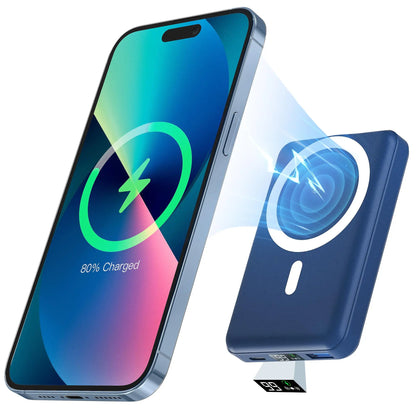Podoru 10000Mah Compact Magnetic Magsafe Power Bank, 15W Wireless Charger with LED Display, 20W PD USB-C Fast Charging Battery Pack for Iphone 17/16/15/14/13/12 Series, Smartphone & Earbuds Silicone Accessories Compatible