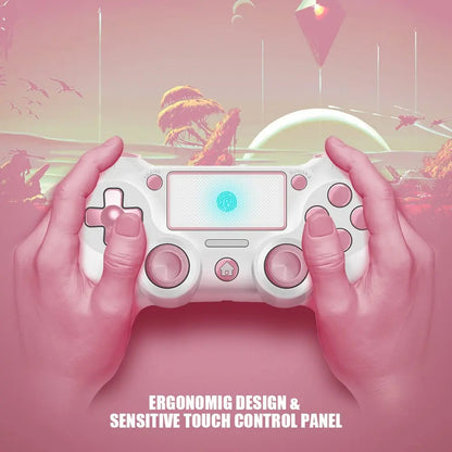 STARONE PS4 Wireless Controller, Custom Design V2 PS4 Gamepad Joystick with Anti-Slip Grip on Both Sides and 3.5Mm Audio Jack Button Cable Bluetooth, Pink Gamepad