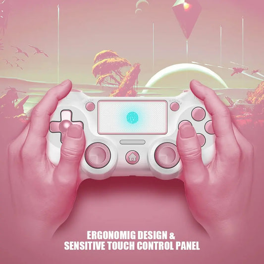 STARONE PS4 Wireless Controller, Custom Design V2 PS4 Gamepad Joystick with Anti-Slip Grip on Both Sides and 3.5Mm Audio Jack Button Cable Bluetooth, Pink Gamepad
