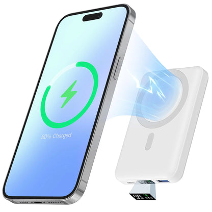 Podoru 10000Mah Compact Magnetic Magsafe Power Bank, 15W Wireless Charger with LED Display, 20W PD USB-C Fast Charging Battery Pack for Iphone 17/16/15/14/13/12 Series, Smartphone & Earbuds Silicone Accessories Compatible