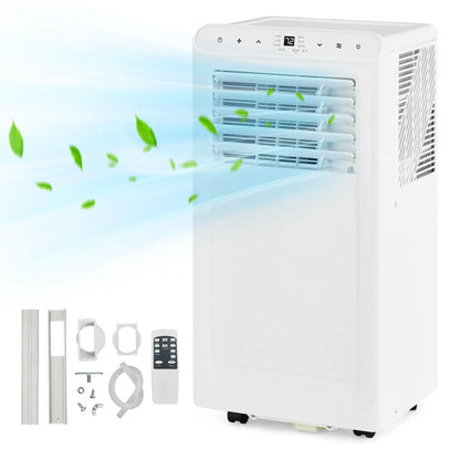 Garvee 14K/10K/8K BTU Fast & Quiet Cooling Portable Air Conditioner, 4‑In‑1 AC Unit with Dehumidifier & Fan, LED/LCD Display, Remote Control, 24H Timer, 4‑Way Swing, 360° Wheels & Window Kit for Bedroom Office Home