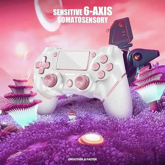 STARONE PS4 Wireless Controller, Custom Design V2 PS4 Gamepad Joystick with Anti-Slip Grip on Both Sides and 3.5Mm Audio Jack Button Cable Bluetooth, Pink Gamepad