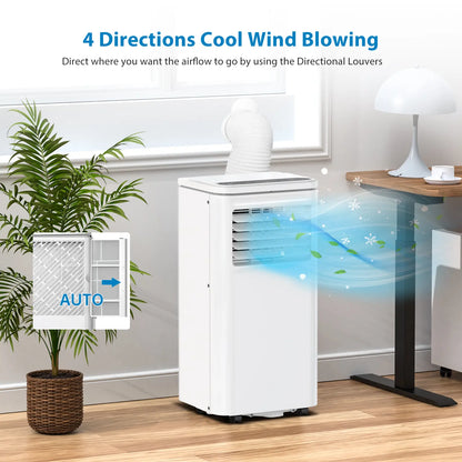 Garvee 14K/10K/8K BTU Fast & Quiet Cooling Portable Air Conditioner, 4‑In‑1 AC Unit with Dehumidifier & Fan, LED/LCD Display, Remote Control, 24H Timer, 4‑Way Swing, 360° Wheels & Window Kit for Bedroom Office Home